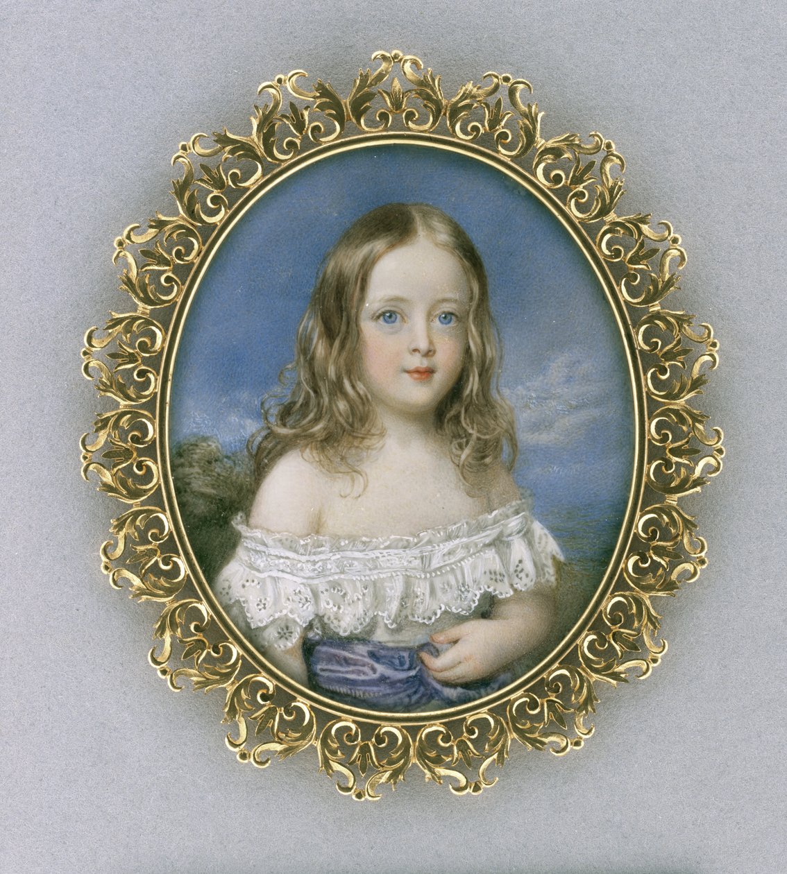 Caroline Holland, ca. 1840 (akvarel på elfenben, forgyldt, fløjl, silke og glas) af William Charles Ross