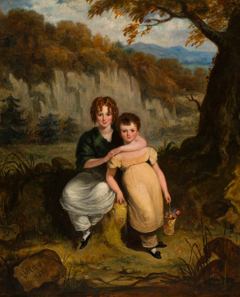 Portræt af Sir Thomas Moncrieffe Bt. og hans søster når børn, ca. 1826 (olie om bord) af William Charles Ross