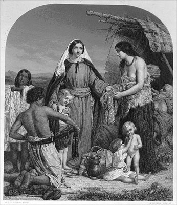 The Alms-Deeds of Dorcas, graveret af H. Bourne (gravering) af William Charles Thomas (after) Dobson