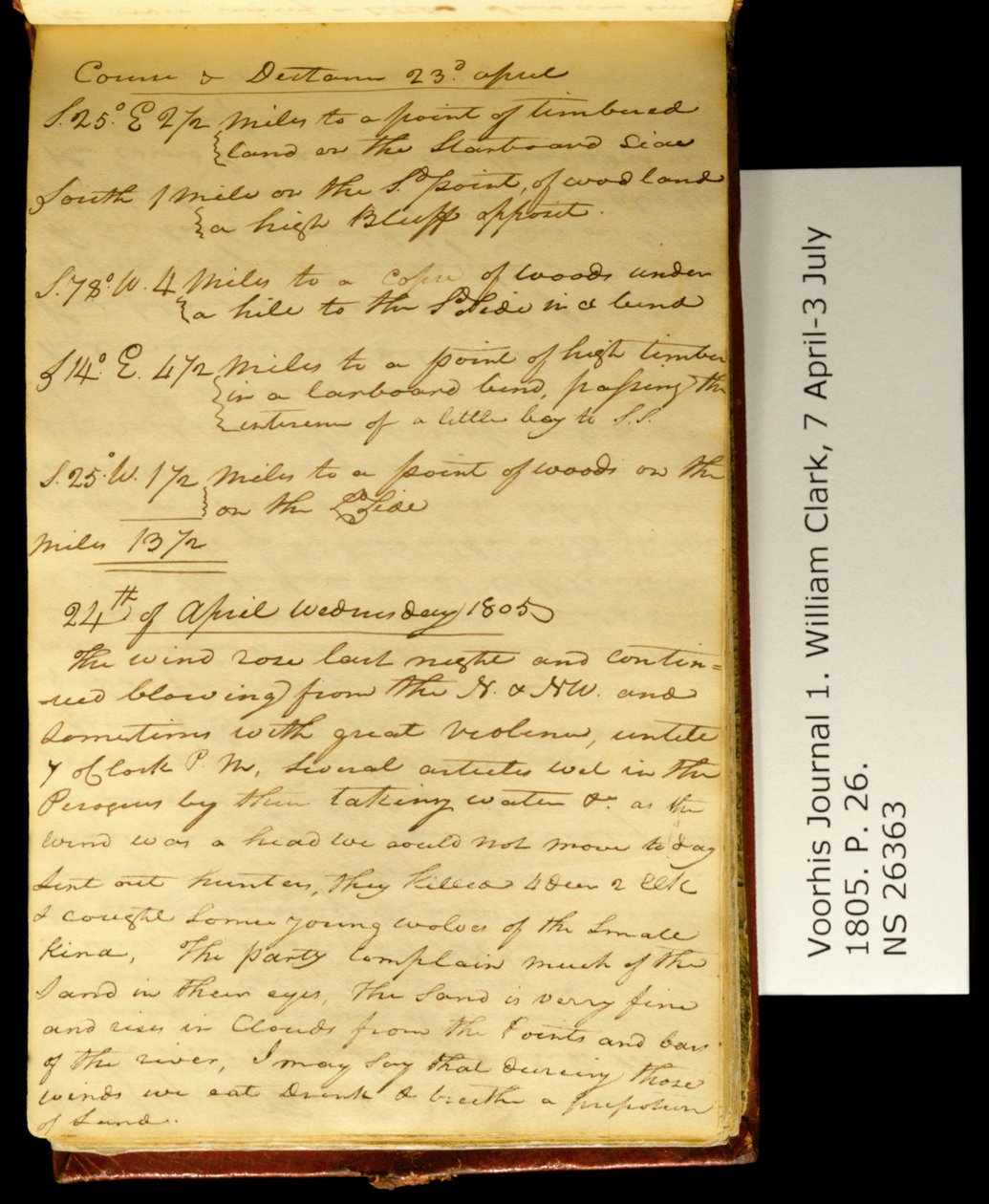 Kursus og distance 23. april. . . . af William Clark