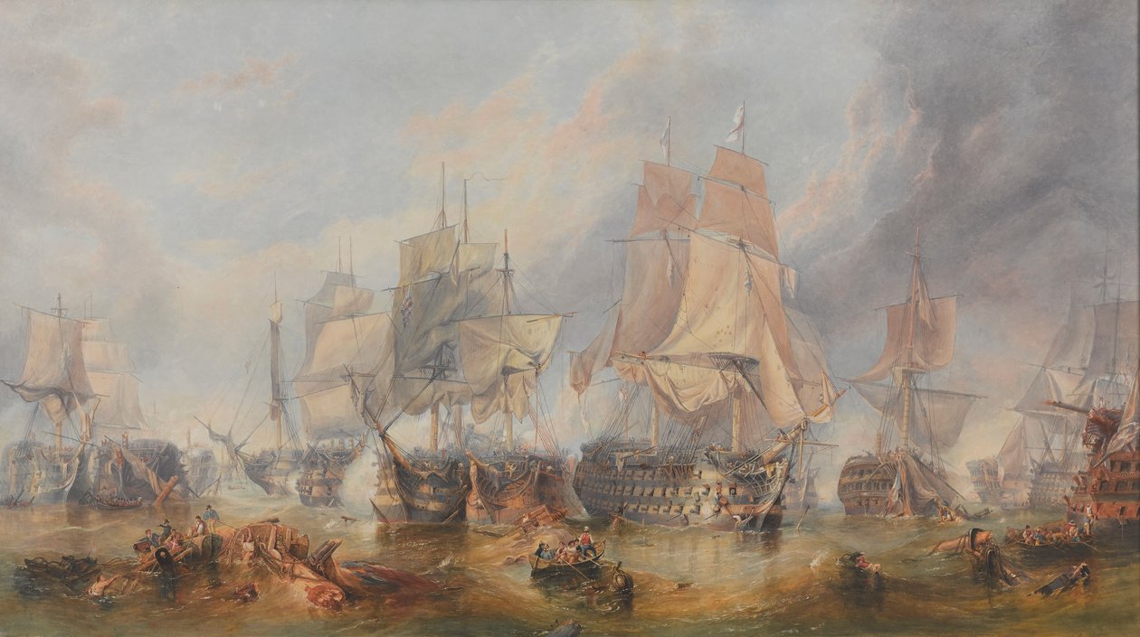 Slaget ved Trafalgar, 21. oktober 1805 (olie på lærred) af William Clarkson (manner of) Stanfield
