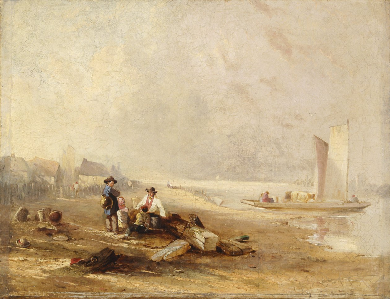 En flodbred (olie på lærred) af William Clarkson Stanfield