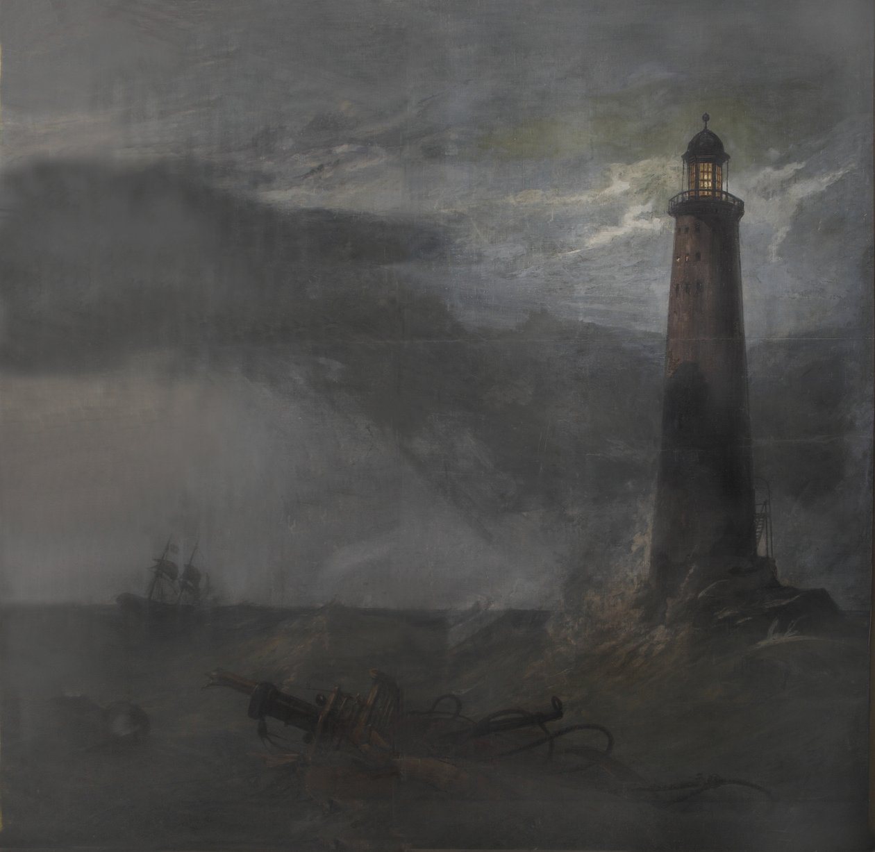 Act drop for The Lighthouse, 1855 (gouache på lærred) af Clarkson Frederick Stanfield