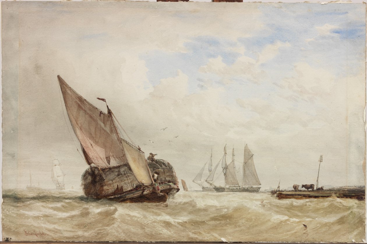 Høbåden (akvarel, bodycolour og udkradsning på kort) af Clarkson Frederick Stanfield