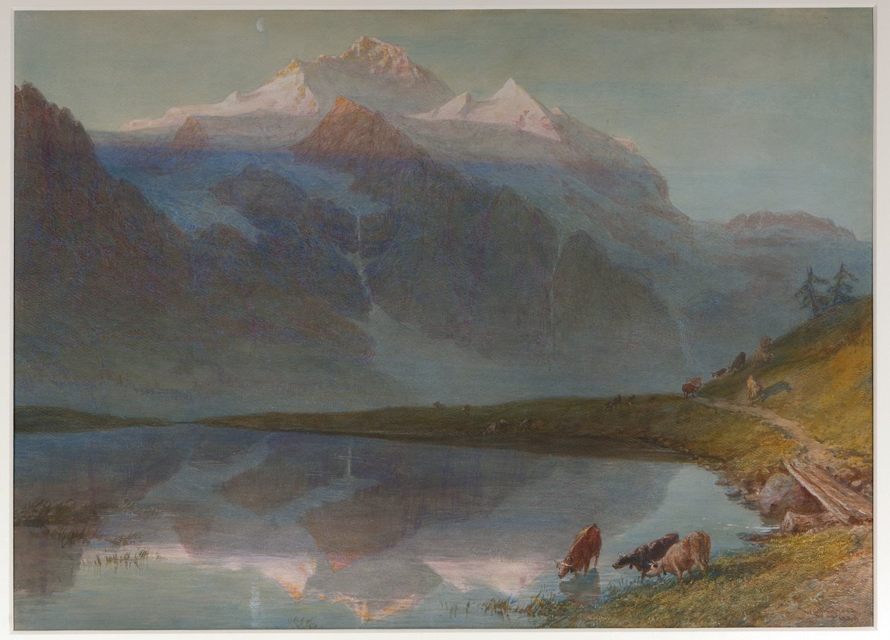 Bjergscene - Jungfrau (akvarel) af William Collingwood