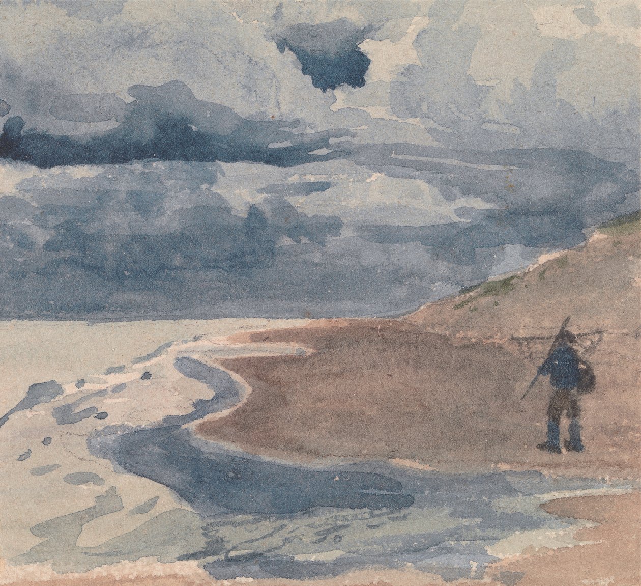 Landskab med mand på stranden af William Collins