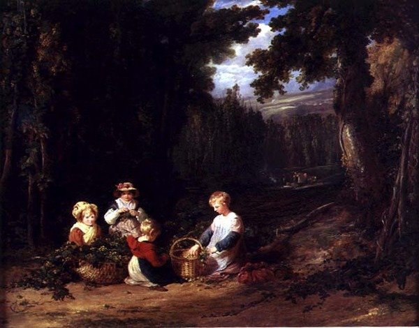 Små børn plukker humle, ca. 1835 (olie på lærred) af William Collins