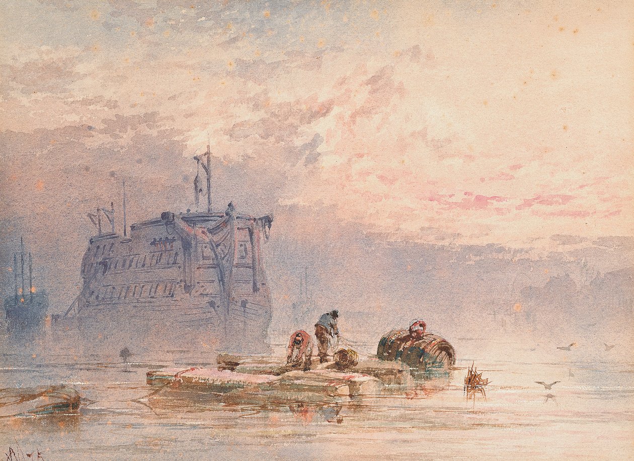 Hulks for anker, 1875 af William Cook of Plymouth