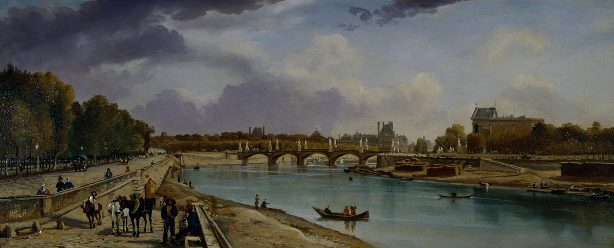 Seinen under Paris, ca. 1825-35 (olie på panel) af William Cowen