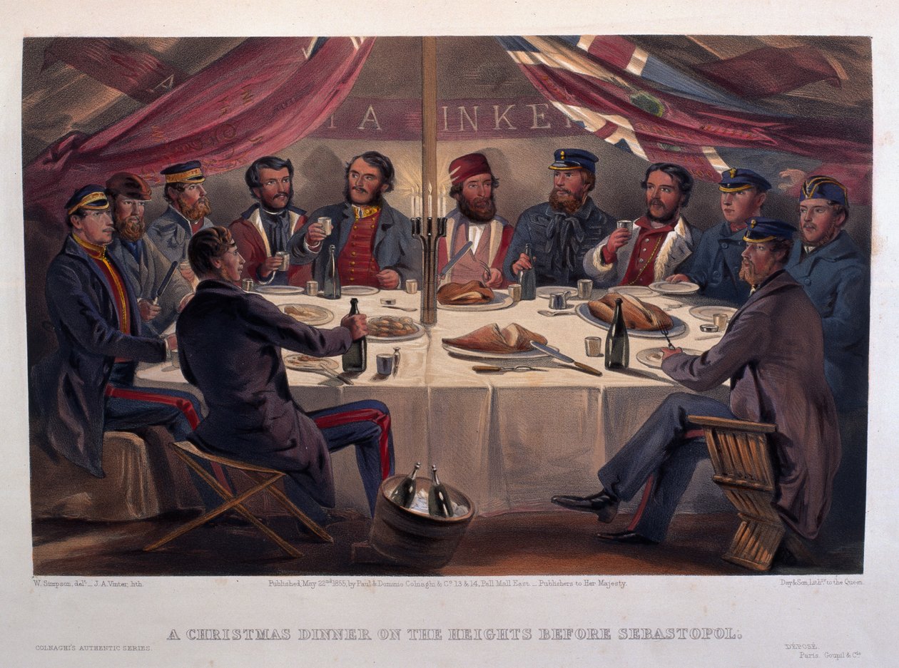En julemiddag på højderne før Sebastopol, indgraveret af J.A. Vinter, fra 