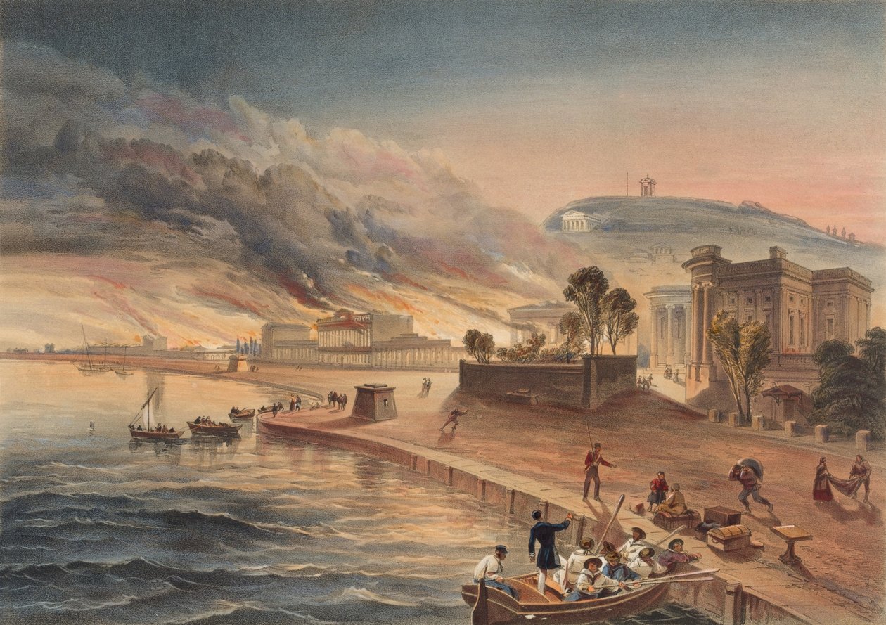 ? Burning of the Government Buildings at Kertch. 9th June 1855? Dani af William Crimea Simpson