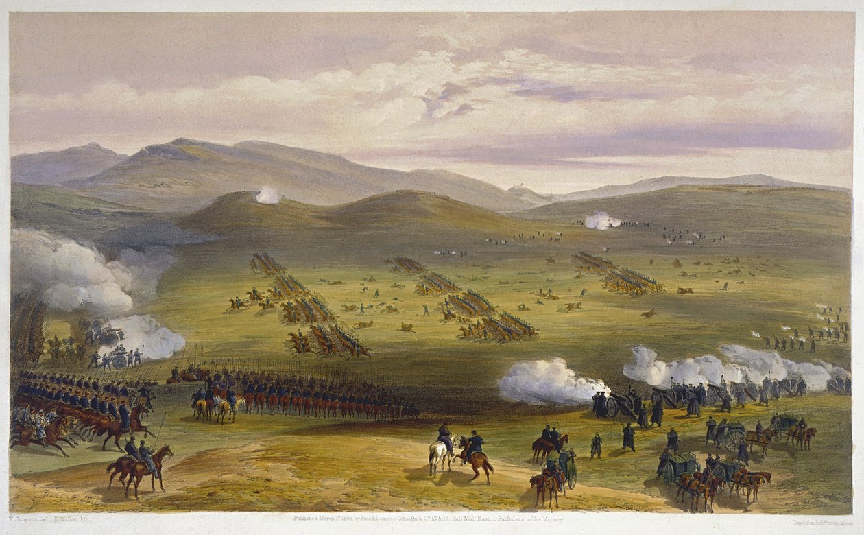 Anklager for Light Cavalry Brigade, 25. oktober 1854, detalje af artilleri, fra The Seat of War in the East, pub. af Paul & Dominic Colnaghi & Co., 1856 litho detalje af 75991 af William Crimea Simpson