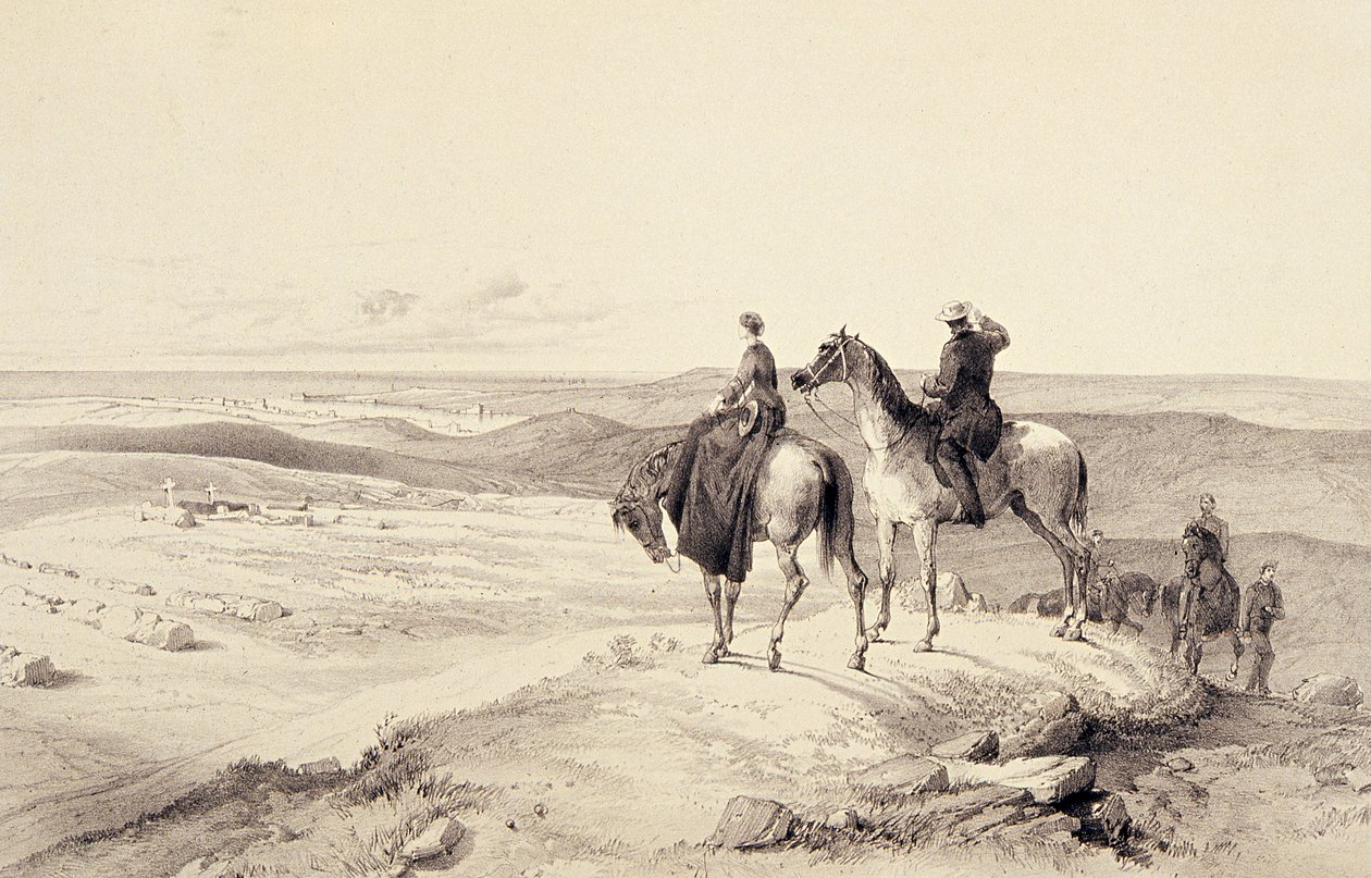 Florence Nightingale og Mr Bracebridge på Cathcarts Hill med udsigt over Sebastopol af William Crimea Simpson