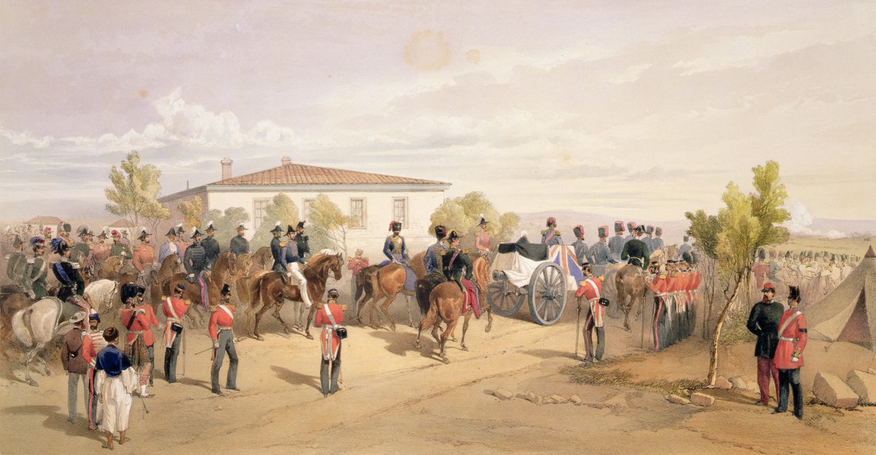 Begravelse Cortege of Lord Raglan Leaving Headquarters, tallerken fra 