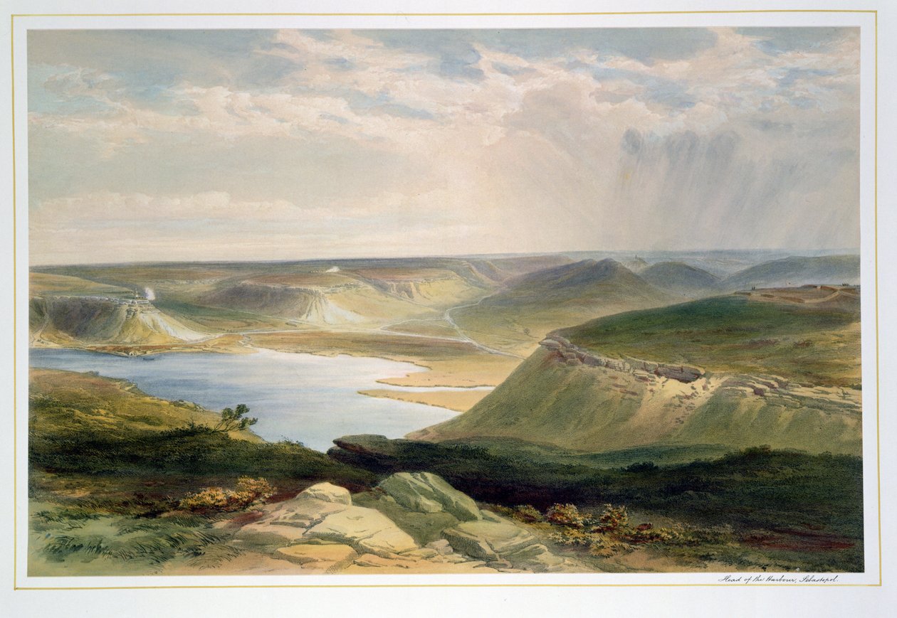 Hoved af havnen, Sebastopol, plade fra "The Seat of War in the East", udgivet af Colnaghi and Co. 1856 af William Crimea Simpson