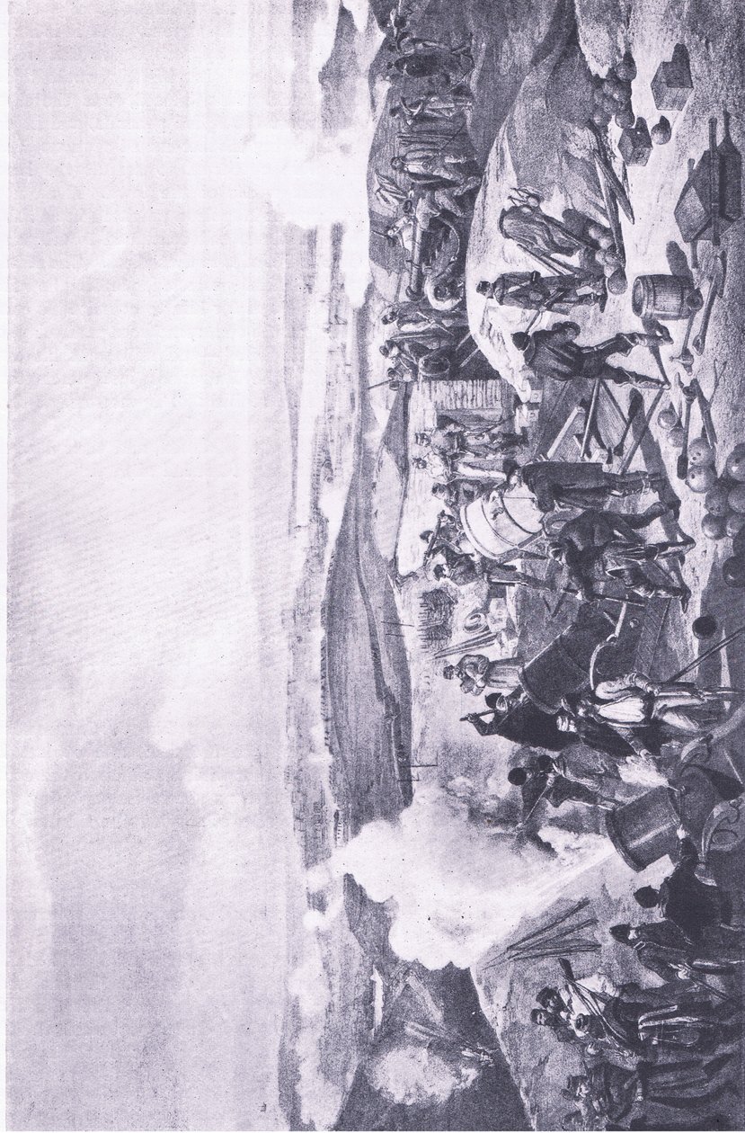 Sevastopol: En varm dag på batterierne, illustration fra British Battles on Land and Sea, 1915 af William Crimea Simpson