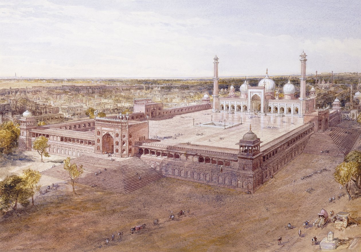 Th Jami Mosque, Delhi, 1864 af William Crimea Simpson