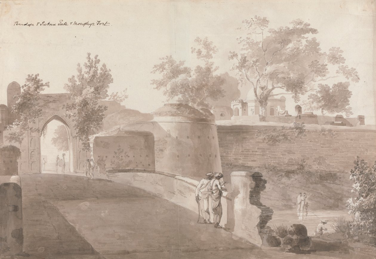 Bro og Patna Gate og Monghyr Fort af William Daniell