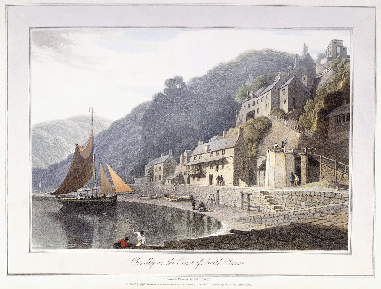 Clovelly, på kysten af North Devon af William Daniell