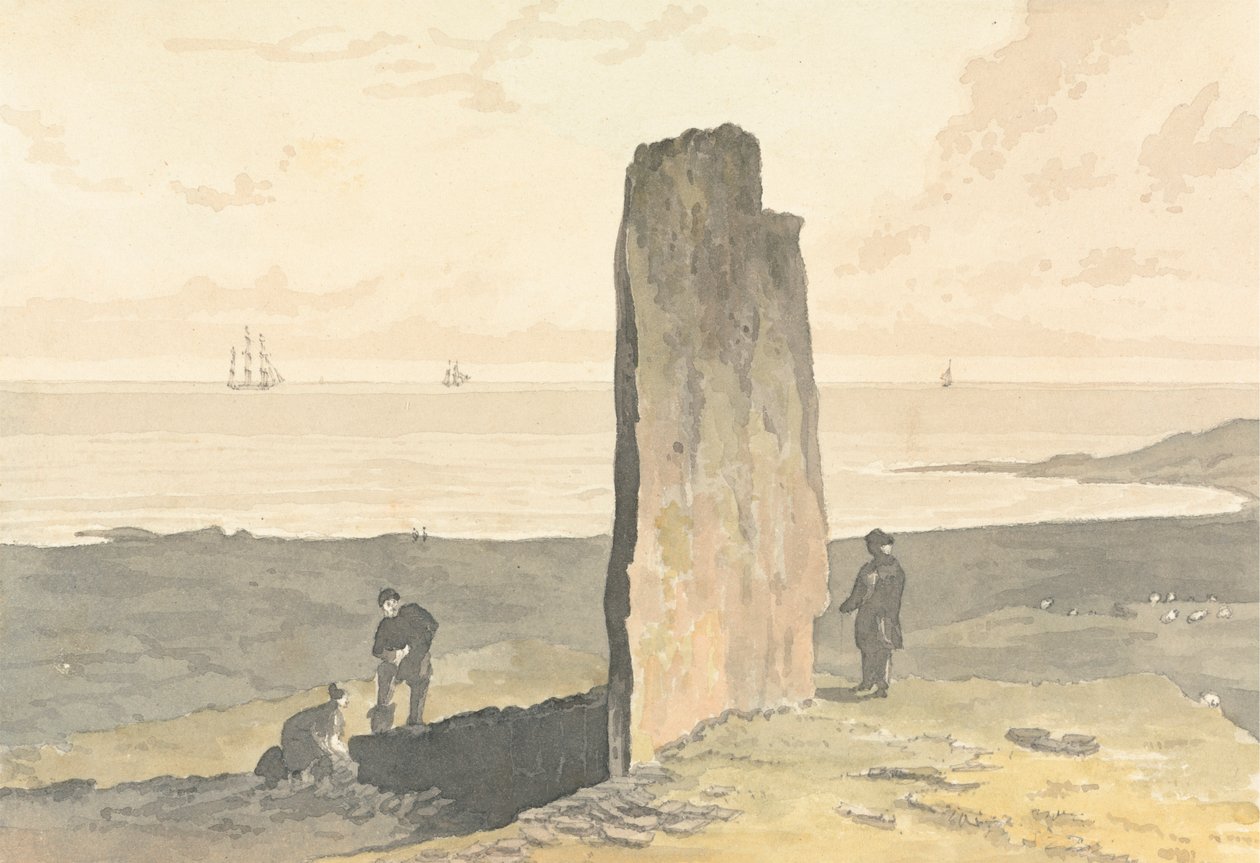 Druidisk sten ved Strather, nær Barvas, Isle of Lewis af William Daniell