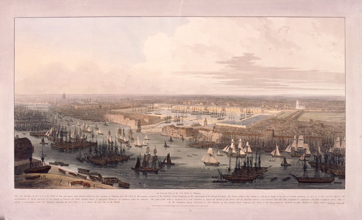 London Docks, 1803 af William Daniell