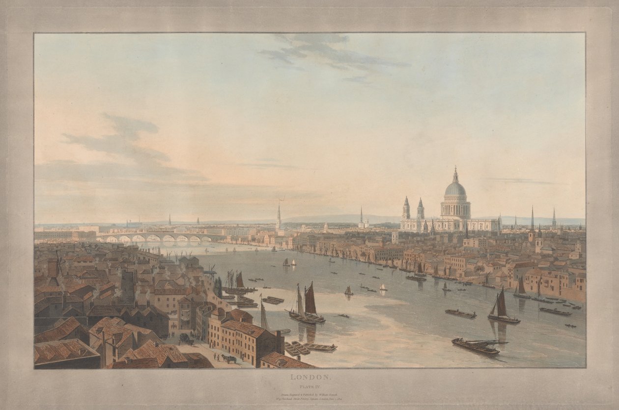 Tavle IV: London, St. Paul’s og Blackfriars Bridge set fra Southwark af William Daniell