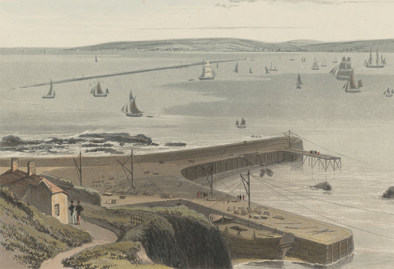 Kaj ved Straddon Point nær Plymouth af William Daniell