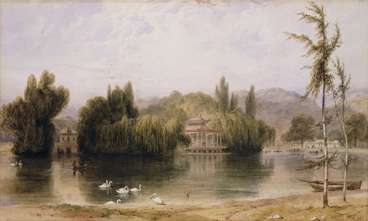 Scene på Virginia Water, 1827 af William Daniell