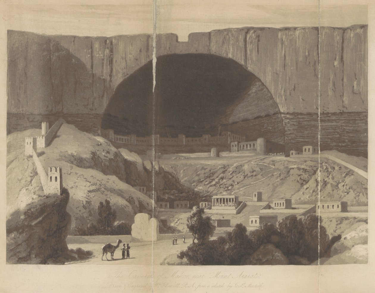 Caverne of Makoo nær Ararat-bjerget af William Daniell