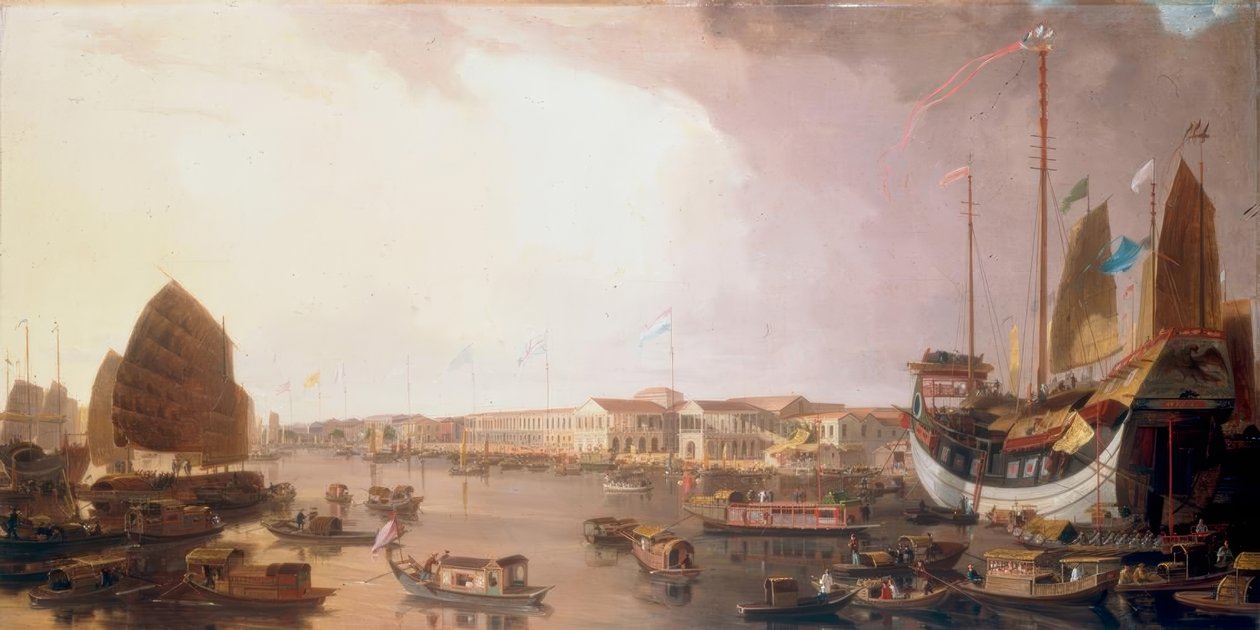 De europæiske fabrikker i Canton i Kina af William Daniell