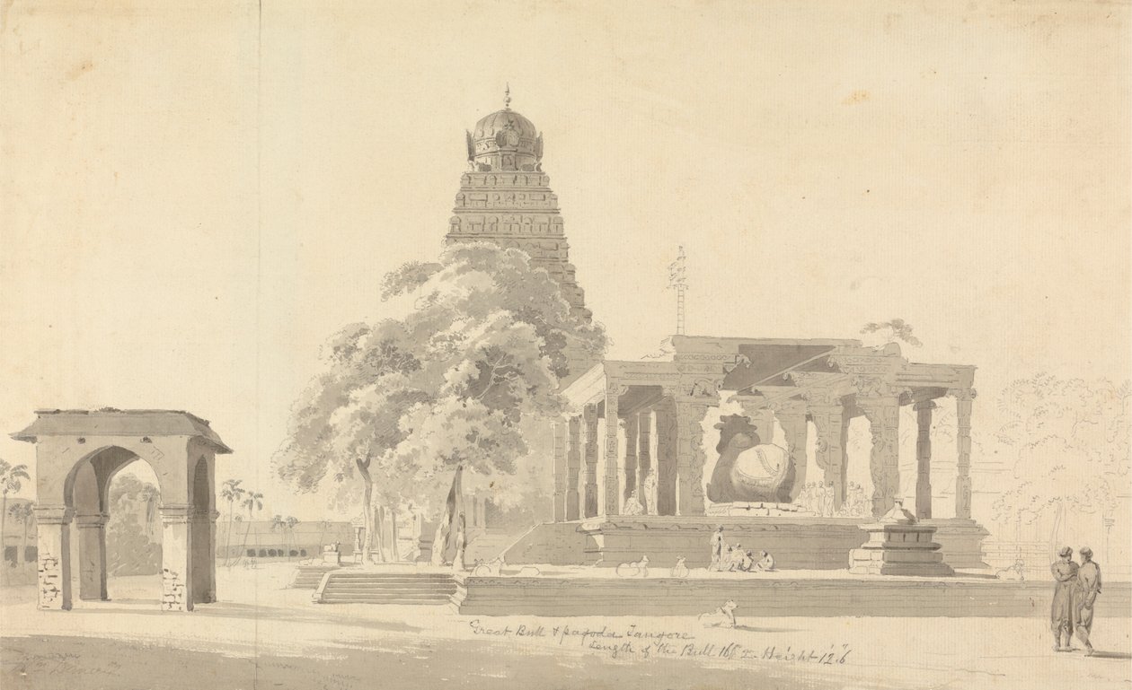 Den store tyr og pagode ved Tanjore af William Daniell