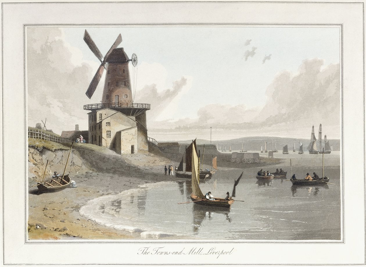 The Towns-end Mill, Liverpool, 1814-1825 af William Daniell