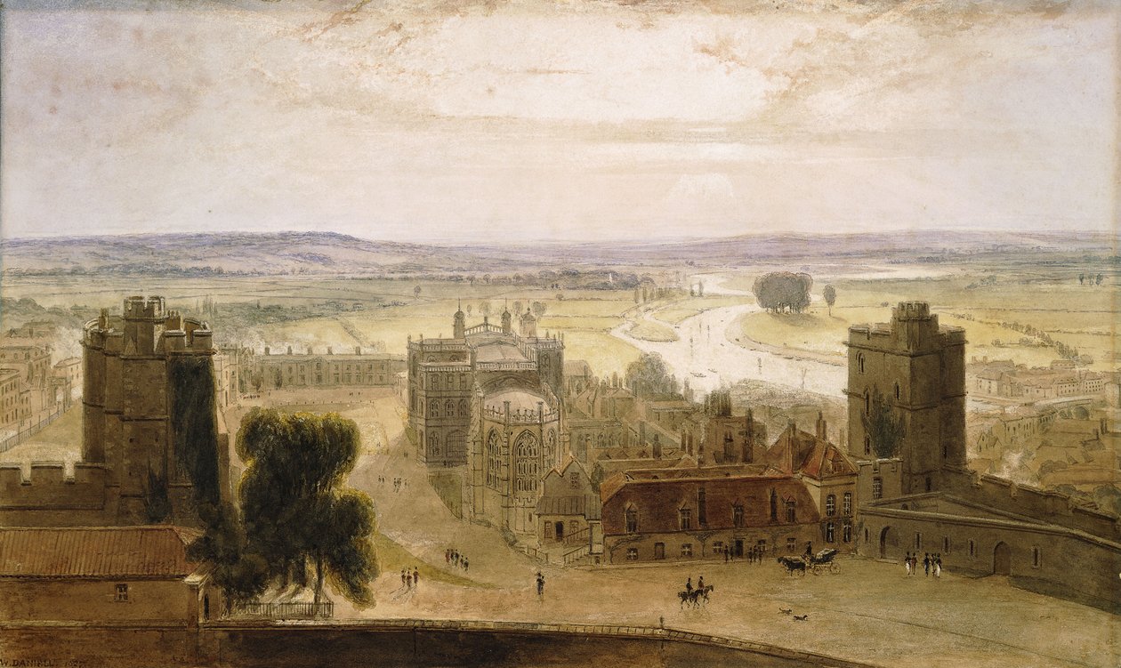 Udsigt fra Rundetårn, Windsor Castle, 1827 af William Daniell