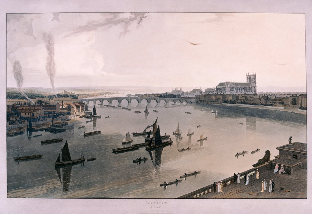 Udsigt over London fra Somerset House, 1805 af William Daniell
