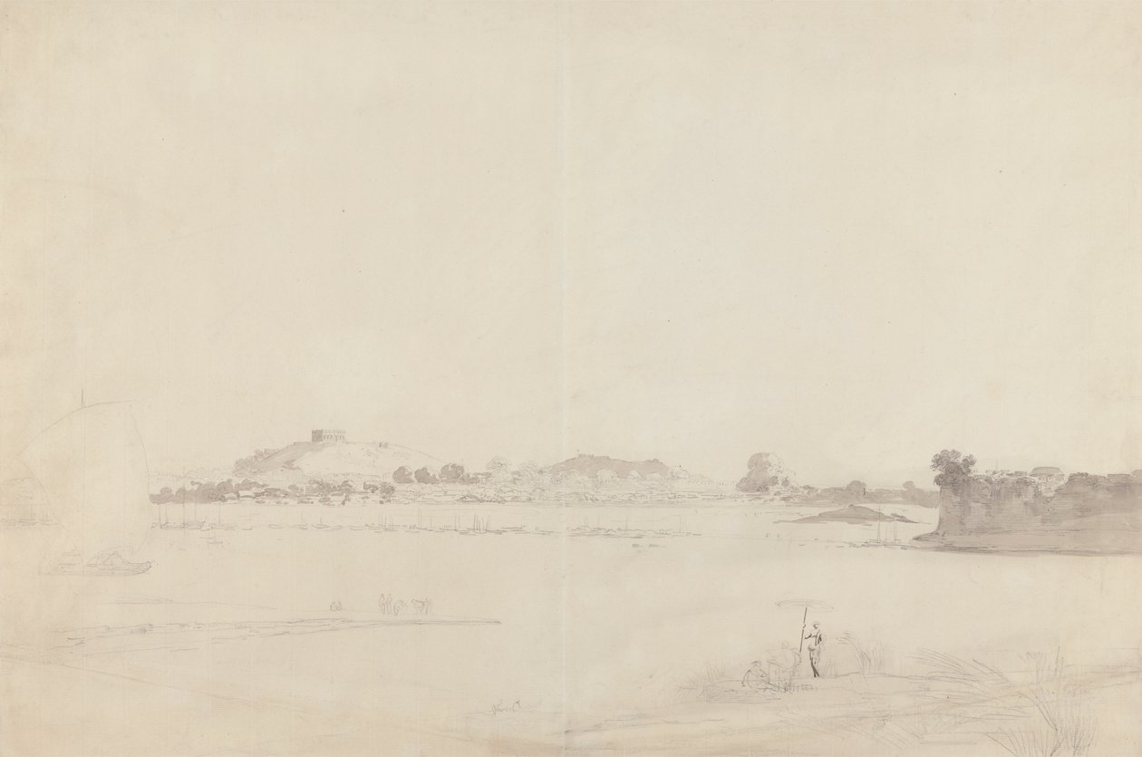 Udsigt over Monghyr, Bihar af William Daniell