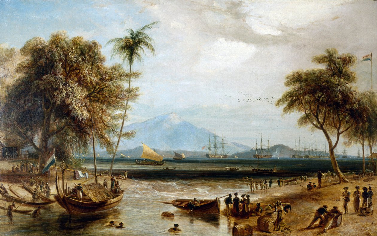 Vandpost ved Anjer Point, på øen Java (Indonesien) af William Daniell