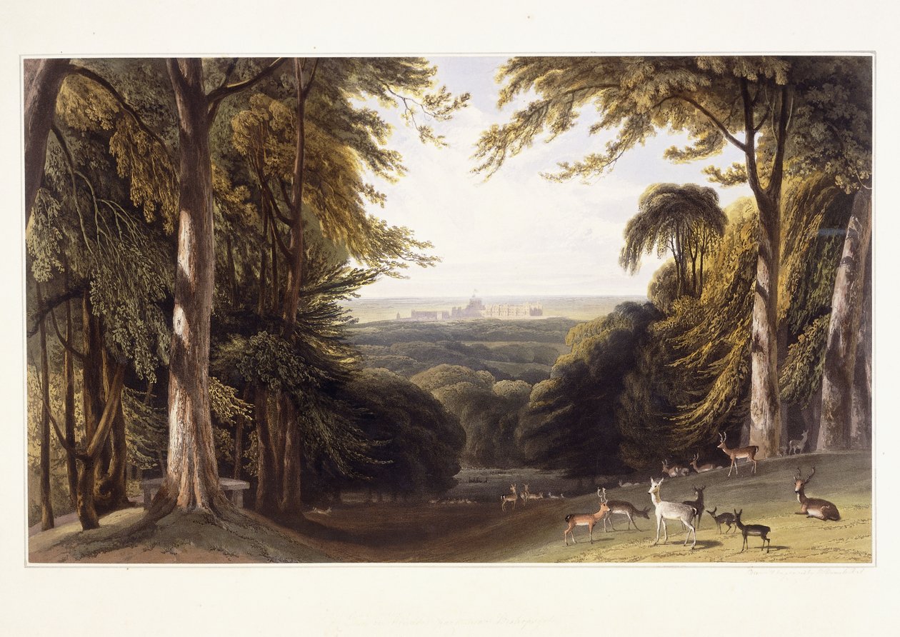 Windsor Castle fra Deer Park, ca. 1827-1829 af William Daniell