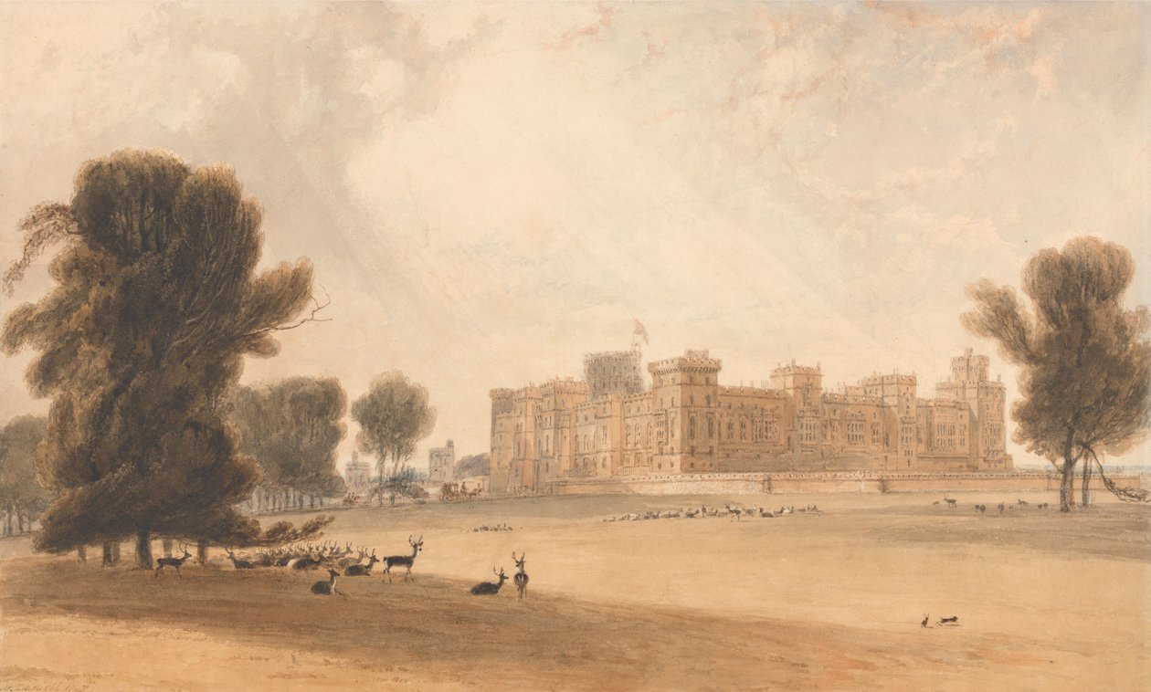 Windsor Castle set fra syd af William Daniell