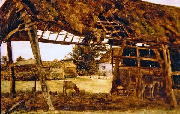 Old Farm Shed (olie om bord) af William Davis