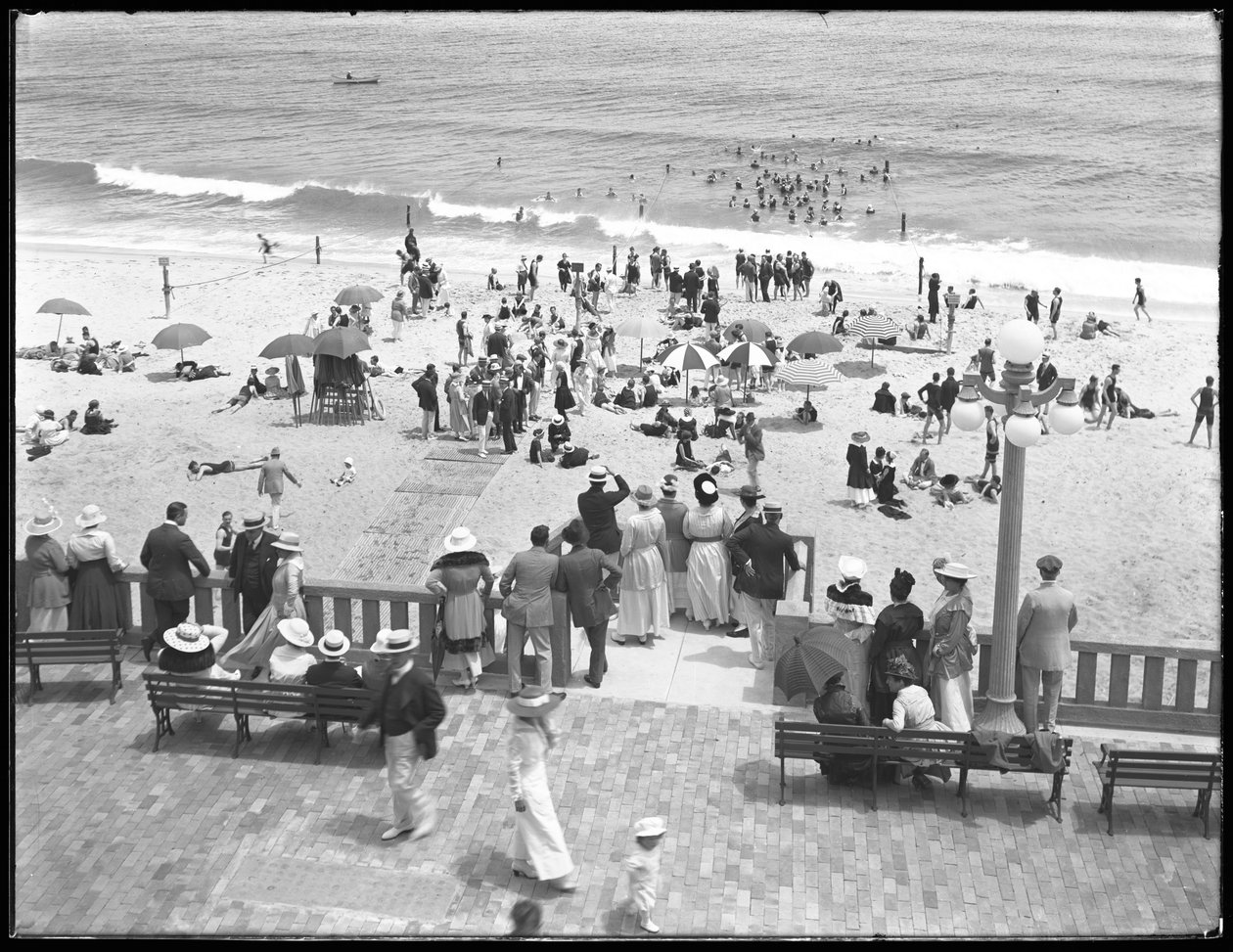 Strandgæster og badegæster, Deal, New Jersey, juli 1916 af William Davis Hassler
