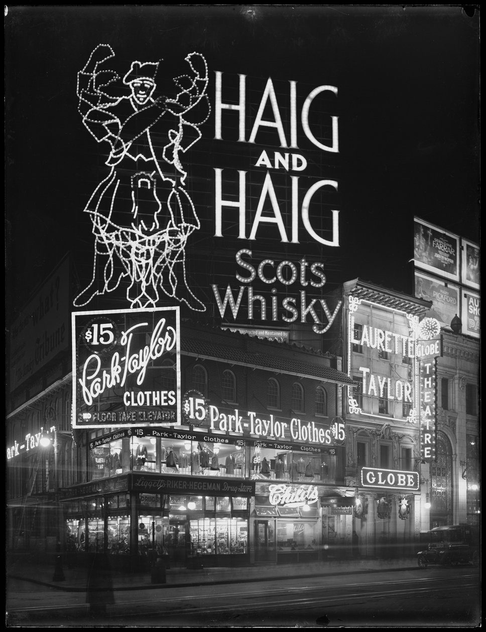 Oplyst skilt for Haig og Haig Whisky, New York City, 6. januar 1917 af William Davis Hassler