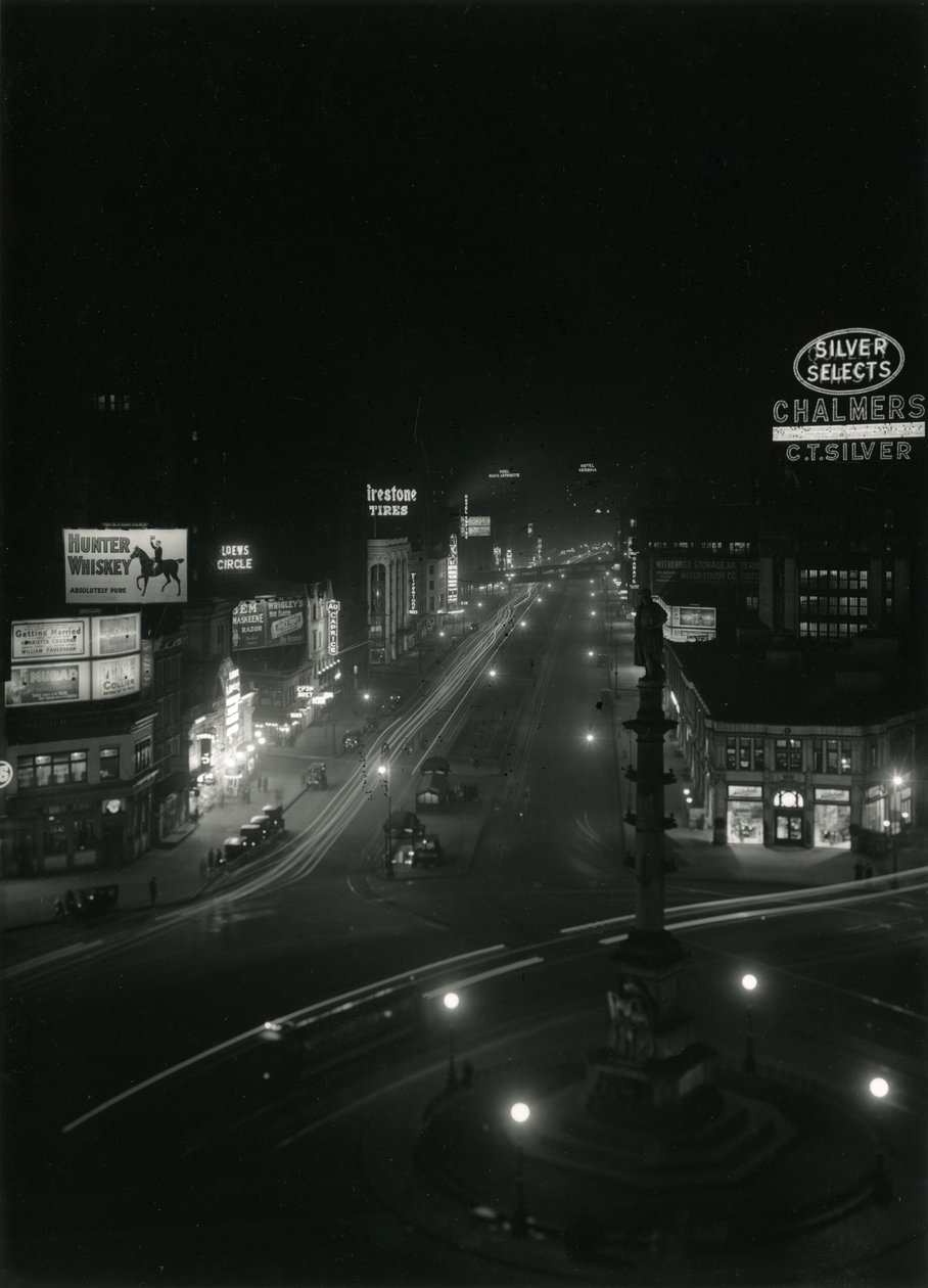 Natteudsigt i Columbus Circle, ca. 1910-21 af William Davis Hassler