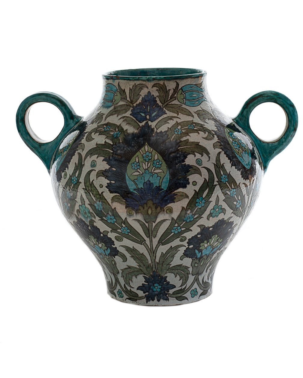 Dobbelthåndtaget persisk vase, 1888-1907 af William de Morgan