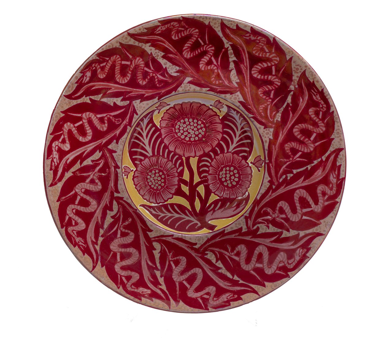 Luster Snake og Daisy Plate af William de Morgan