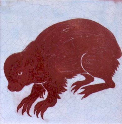 Porcupine (rød glans på keramikfliser) af William de Morgan
