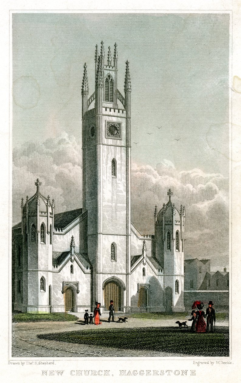 New Church, Haggerston, Hackney, London, 1827. af William Deeble