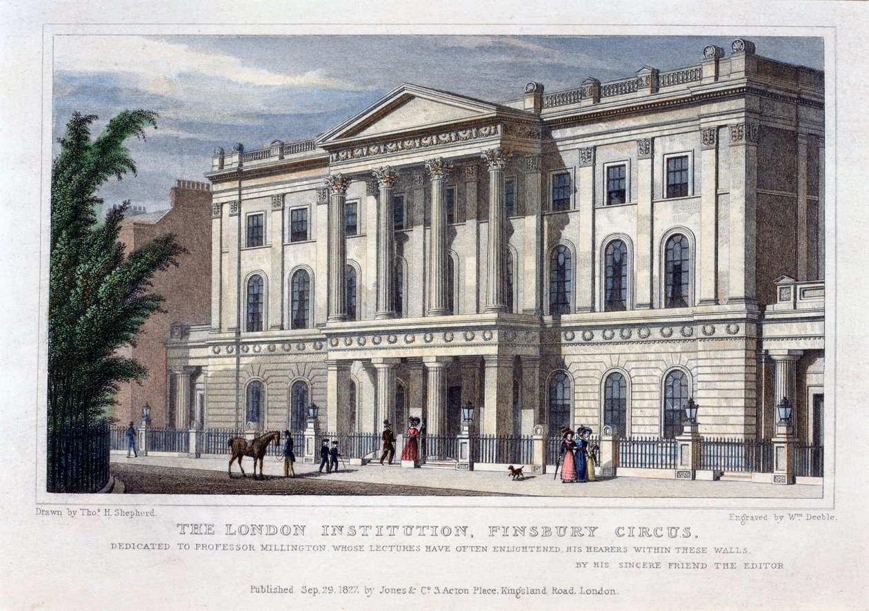 The London Institution, Finsbury Circus, London, 1827 af William Deeble