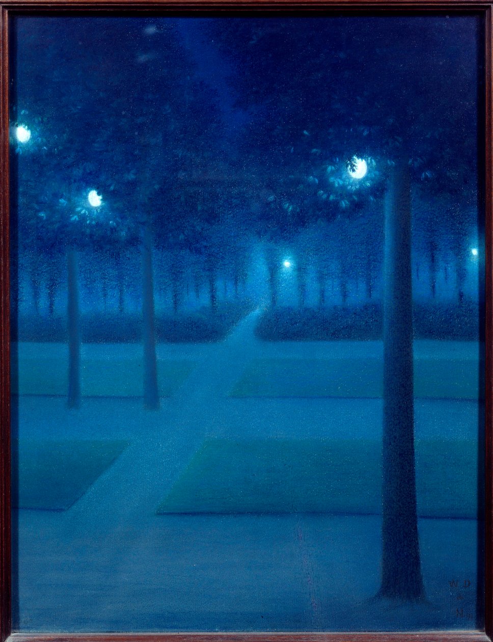 Nat på Parc Royal de Bruxelles. Pastelmaleri af William Degouves de Nuncques (1867-1935) (ec.belg) 1897 Søn. 0,65x0,5 m Paris, musee d