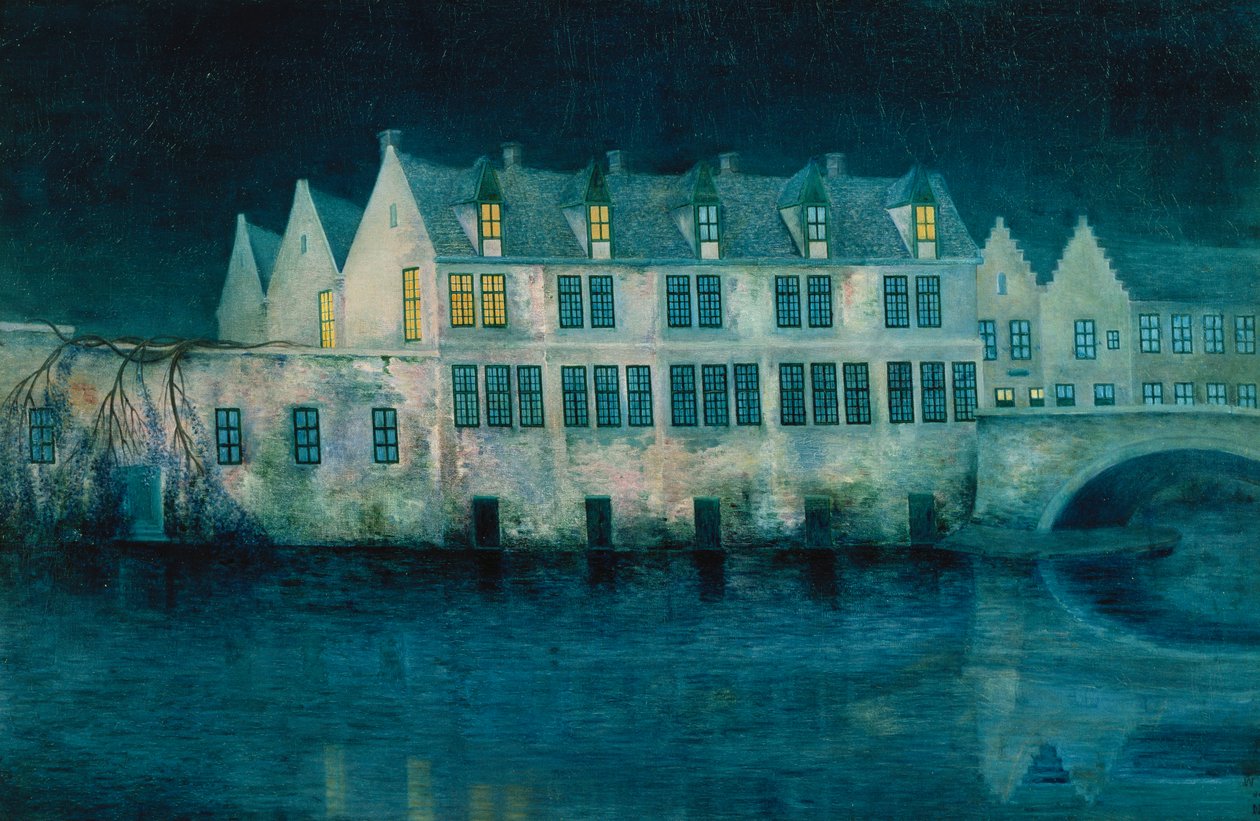 Natten i Brugge; La Nuit a Brugge af William Degouve de Nuncques