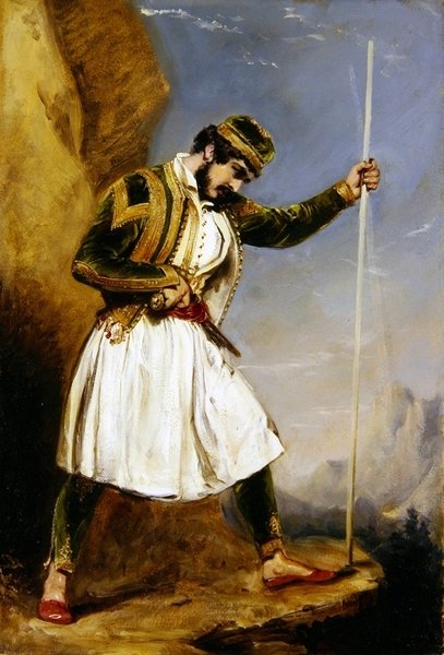 En Evzone (olie på papir) af William Derby